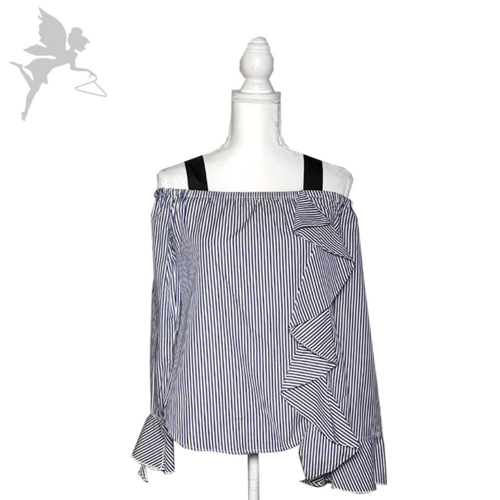 LEITH Grosgrain Ruffle Off-Shoulder top - Picture 3 of 8